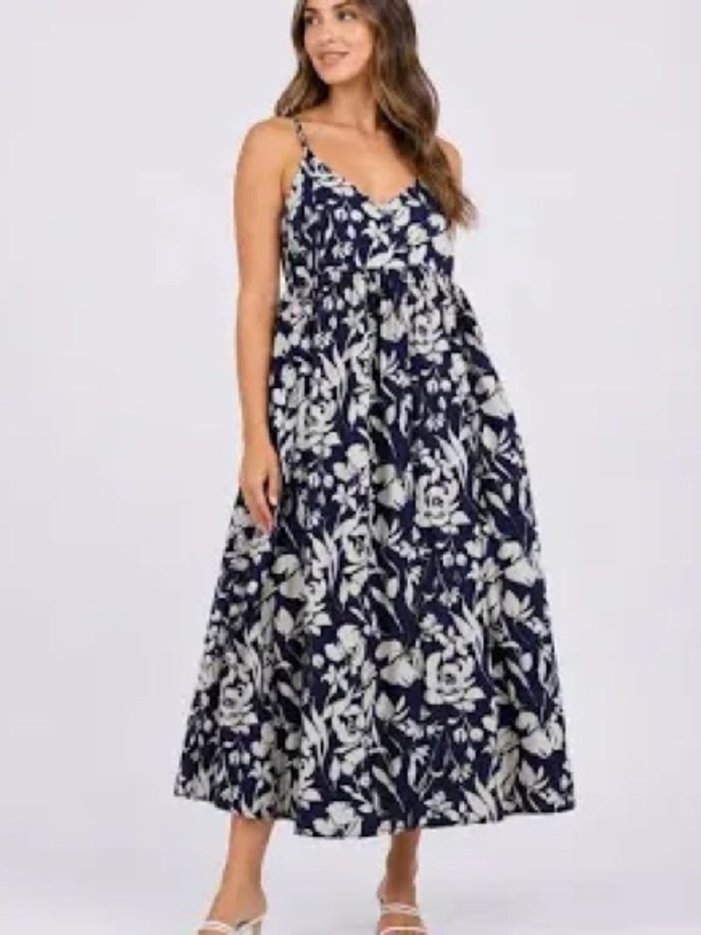 a new day Navy Floral Seersucker Maxi Sundress XS